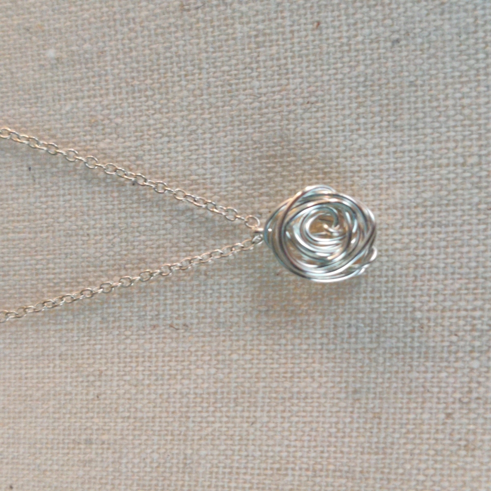 NWT Silverplate wire "rose" pendant